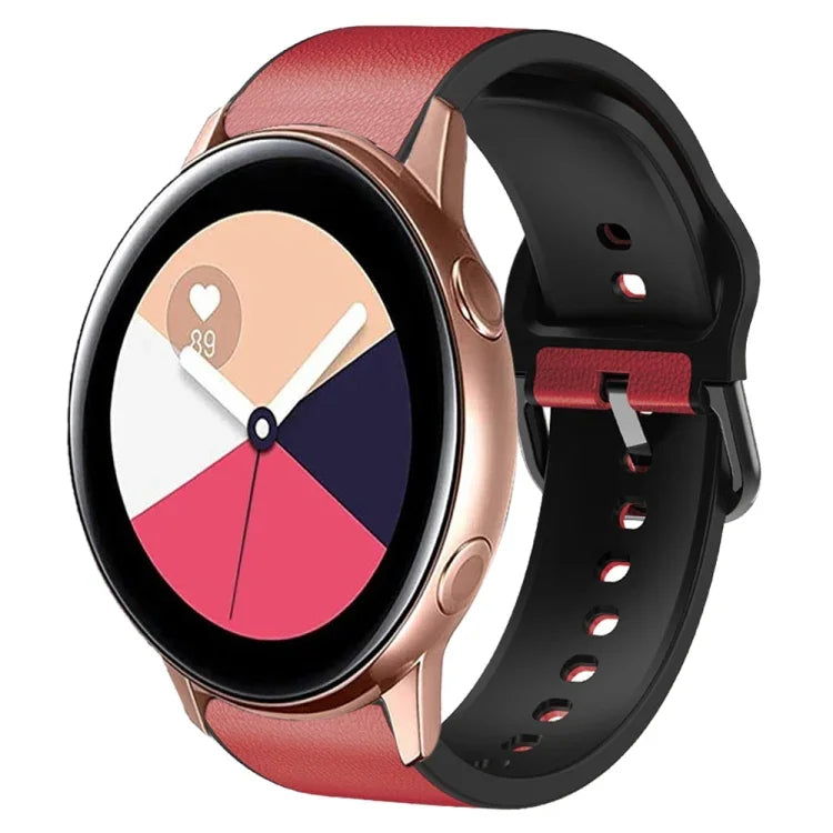 20mm Silicone Adhesive Leather Watch Band, For Samsung Galaxy Watch 4 Classic 46mm, For Samsung Galaxy Watch 4 Classic 42mm, For Samsung Galaxy Watch Active 2