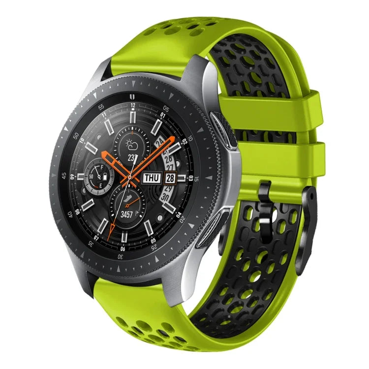 22mm Two-Color Breathable Silicone Watch Band, For Samsung Galaxy Watch3 45mm, For Samsung Galaxy Watch 46mm, For Samsung Gear S3 Classic, For Samsung Gear S3 Frontier