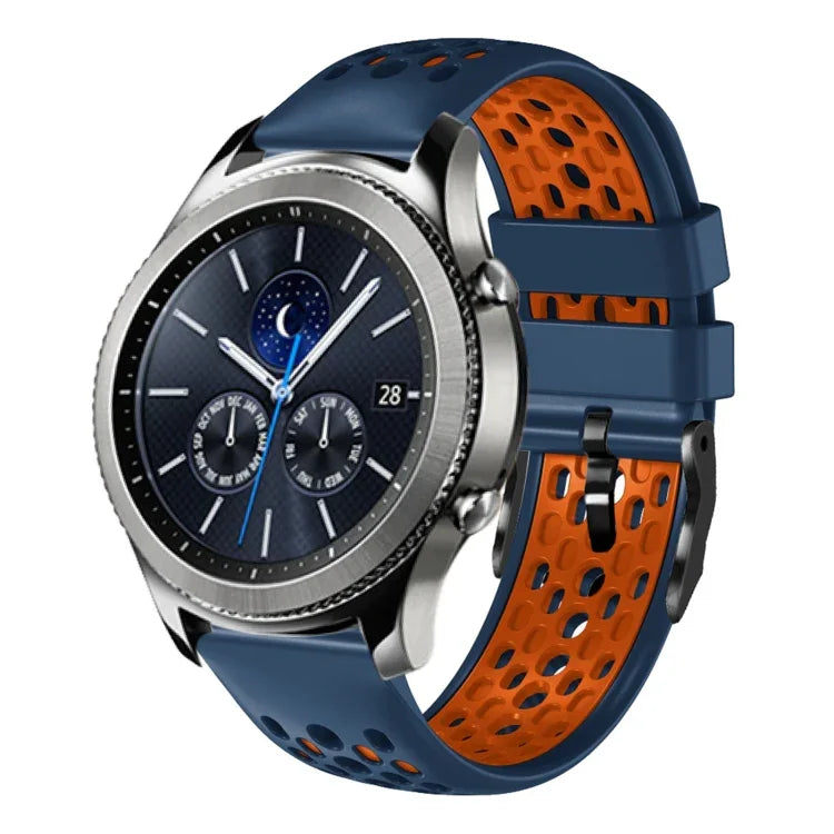 22mm Two-Color Breathable Silicone Watch Band, For Samsung Galaxy Watch3 45mm, For Samsung Galaxy Watch 46mm, For Samsung Gear S3 Classic, For Samsung Gear S3 Frontier