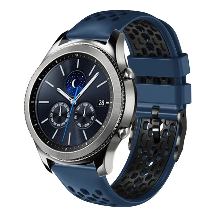 22mm Two-Color Breathable Silicone Watch Band, For Samsung Galaxy Watch3 45mm, For Samsung Galaxy Watch 46mm, For Samsung Gear S3 Classic, For Samsung Gear S3 Frontier