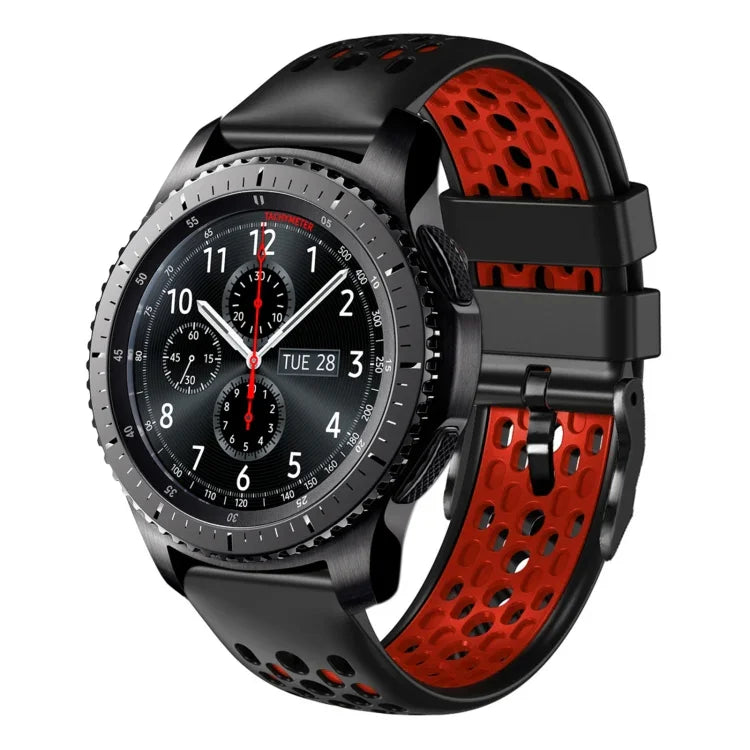 22mm Two-Color Breathable Silicone Watch Band, For Samsung Galaxy Watch3 45mm, For Samsung Galaxy Watch 46mm, For Samsung Gear S3 Classic, For Samsung Gear S3 Frontier