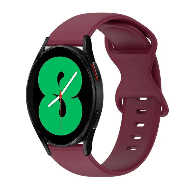 20mm Butterfly Buckle Solid Color Silicone Watch Band, For Samsung Galaxy Watch 4 44mm, For Samsung Galaxy Watch 4 Classic 46mm, For Samsung Galaxy Watch 4 Classic 42mm, For Samsung Galaxy Watch Active 2