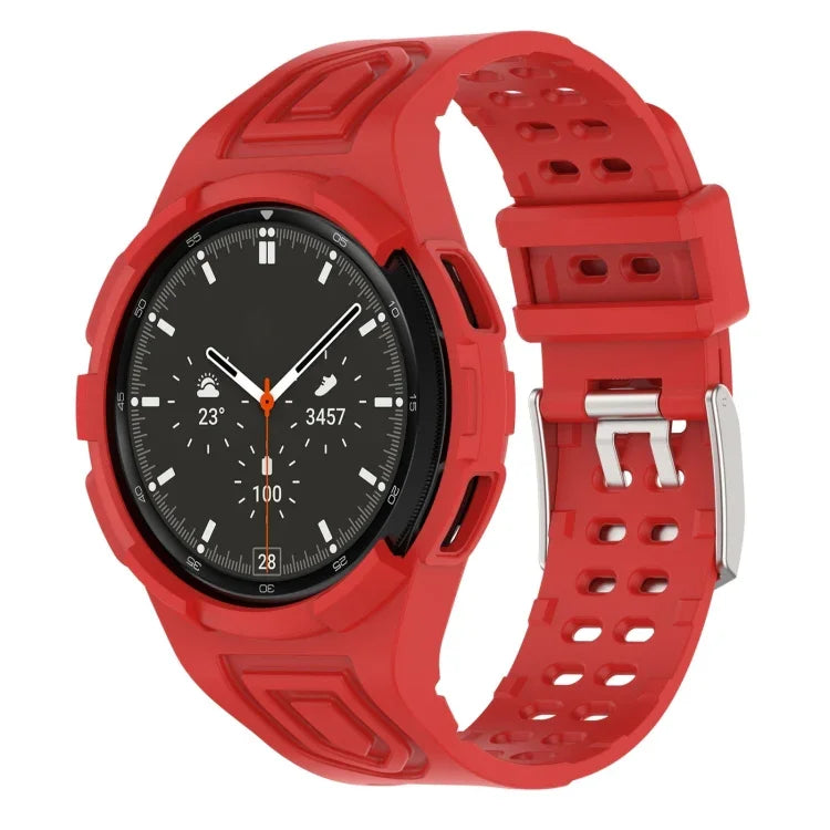 Armor Integrated TPU Double-Pin Buckle Smart Watch Band, For Samsung Galaxy Watch4 40mm, For Samsung Galaxy Watch4 Classic 46mm