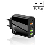 65W Dual PD Type-C + 3 x USB Multi Port Charger for Phone and Tablet PC, EU Plug, EU Plug