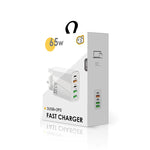65W Dual PD Type-C + 3 x USB Multi Port Charger with 3A USB to Type-C Data Cable, UK Plug, UK Plug + USB to Type-C Cable