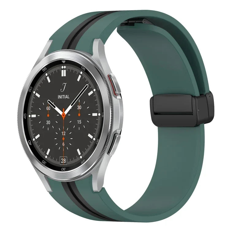 Folding Magnetic Clasp Silicone Watch Band, For Samsung Galaxy Watch 4 Classic 46mm, For Samsung Galaxy Watch 4 Classic 42mm