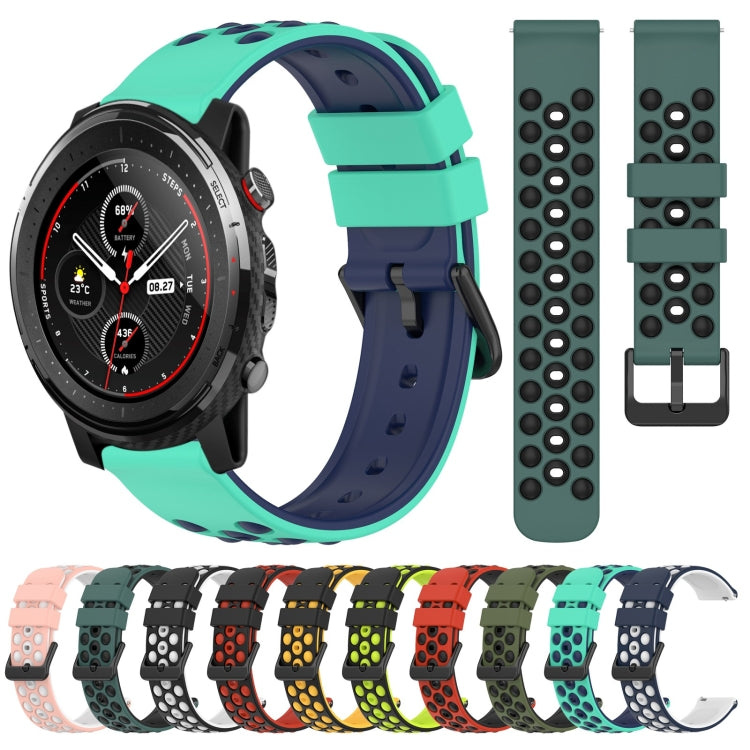 22mm Two-Color Porous Silicone Watch Band, For Amazfit 3, For Amazfit GTR 47mm