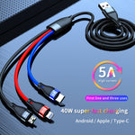 USB to Micro USB + USB-C / Type-C + 8 Pin Fast Charging Cable