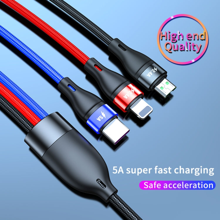 USB to Micro USB + USB-C / Type-C + 8 Pin Fast Charging Cable