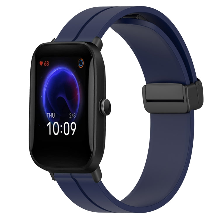 20mm Solid Color Magnetic Clasp Silicone Watch Band, For Amazfit Pop