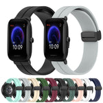 20mm Solid Color Magnetic Clasp Silicone Watch Band, For Amazfit Pop