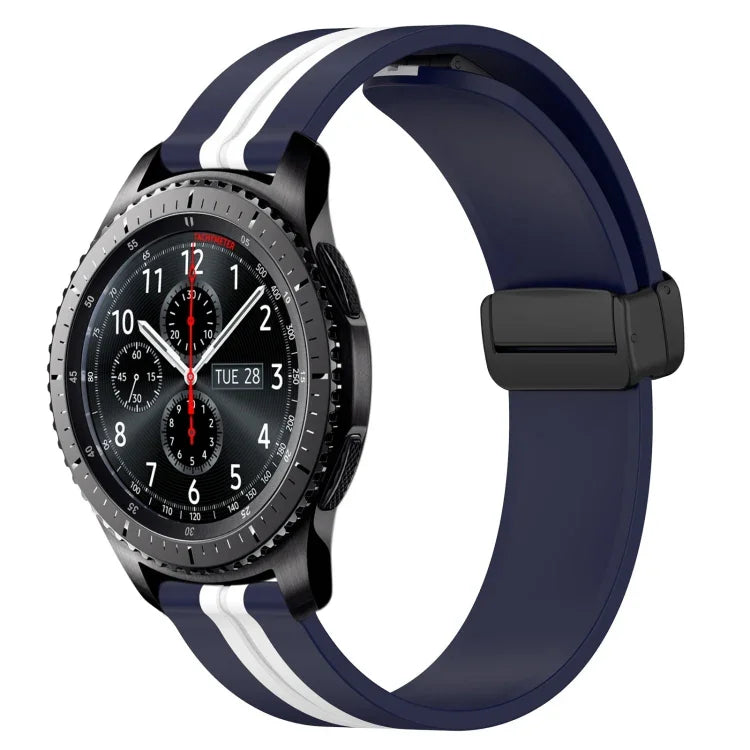 22mm Folding Magnetic Clasp Silicone Watch Band, For Samsung Galaxy Watch3 45mm, For Samsung Galaxy Watch 46mm, For Samsung Gear S3 Classic, For Samsung Gear S3 Frontier