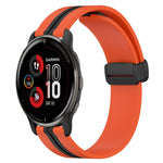 20mm Folding Magnetic Clasp Silicone Watch Band, For Garmin Vivomove Sport, For Garmin Venu 2 Plus, For Garmin Approach S40, For Garmin Forerunner 158