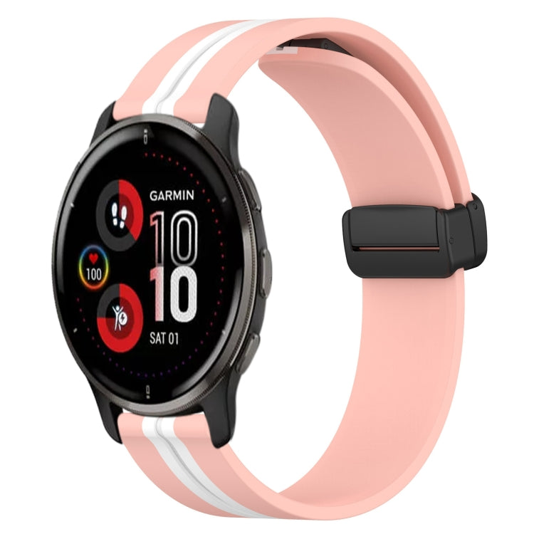 20mm Folding Magnetic Clasp Silicone Watch Band, For Garmin Vivomove Sport, For Garmin Venu 2 Plus, For Garmin Approach S40, For Garmin Forerunner 158