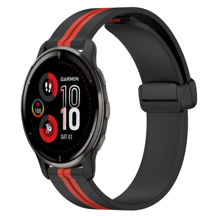 20mm Folding Magnetic Clasp Silicone Watch Band, For Garmin Vivomove Sport, For Garmin Venu 2 Plus, For Garmin Approach S40, For Garmin Forerunner 158
