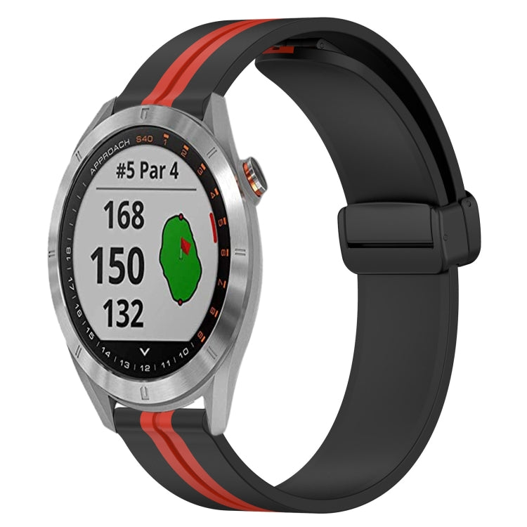 20mm Folding Magnetic Clasp Silicone Watch Band, For Garmin Vivomove Sport, For Garmin Venu 2 Plus, For Garmin Approach S40, For Garmin Forerunner 158