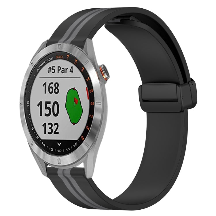 20mm Folding Magnetic Clasp Silicone Watch Band, For Garmin Vivomove Sport, For Garmin Venu 2 Plus, For Garmin Approach S40, For Garmin Forerunner 158