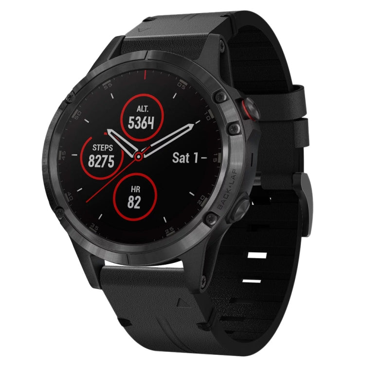22mm Leather Steel Buckle Watch Band, For Garmin Fenix 5 Plus, For Garmin Instinct