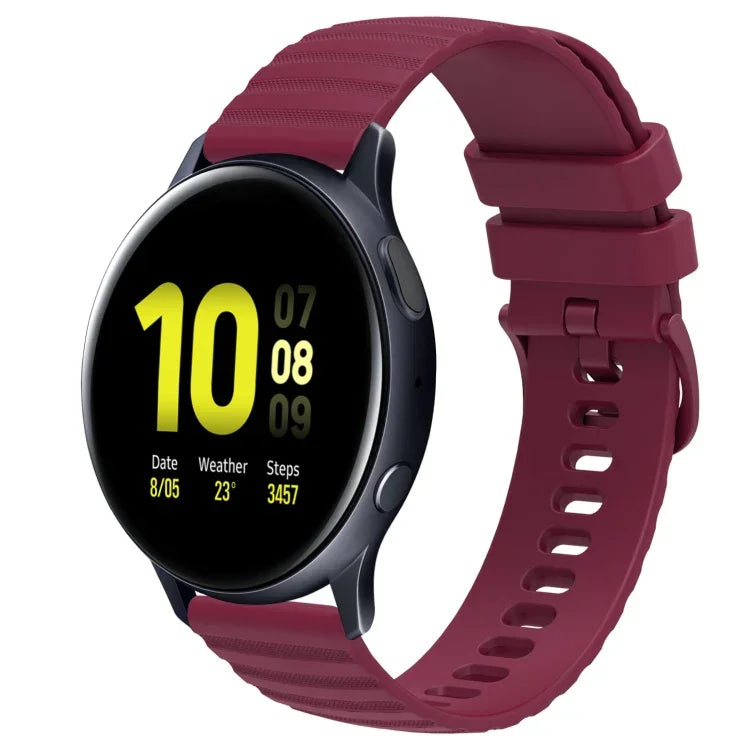 20mm Wavy Dot Pattern Solid Color Silicone Watch Band, For Samsung  Galaxy Watch 4 Classic 42mm, For Samsung  Galaxy Watch 4 Classic 46mm, For Samsung Galaxy Watch Active 2 40mm, For Samsung Galaxy Watch Active 2 44mm