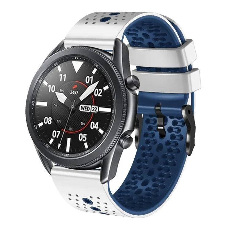 22mm Perforated Two-Color Silicone Watch Band, For Samsung Galaxy Watch3 45mm, For Samsung Galaxy Watch 46mm, For Samsung Gear S3 Classic, For Samsung Gear S3 Frontier