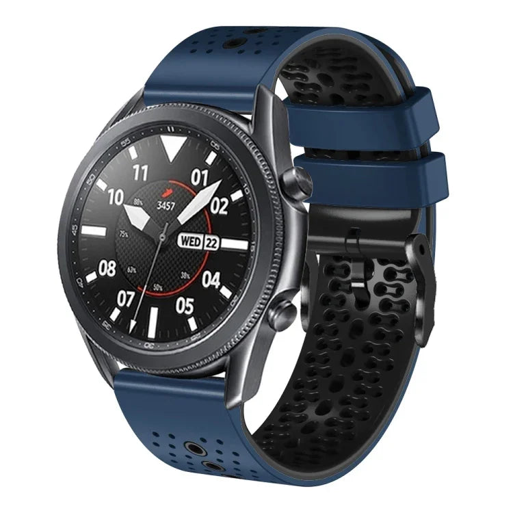22mm Perforated Two-Color Silicone Watch Band, For Samsung Galaxy Watch3 45mm, For Samsung Galaxy Watch 46mm, For Samsung Gear S3 Classic, For Samsung Gear S3 Frontier