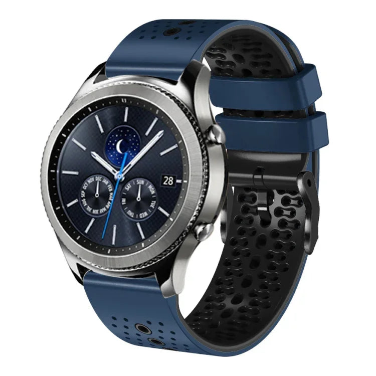 22mm Perforated Two-Color Silicone Watch Band, For Samsung Galaxy Watch3 45mm, For Samsung Galaxy Watch 46mm, For Samsung Gear S3 Classic, For Samsung Gear S3 Frontier