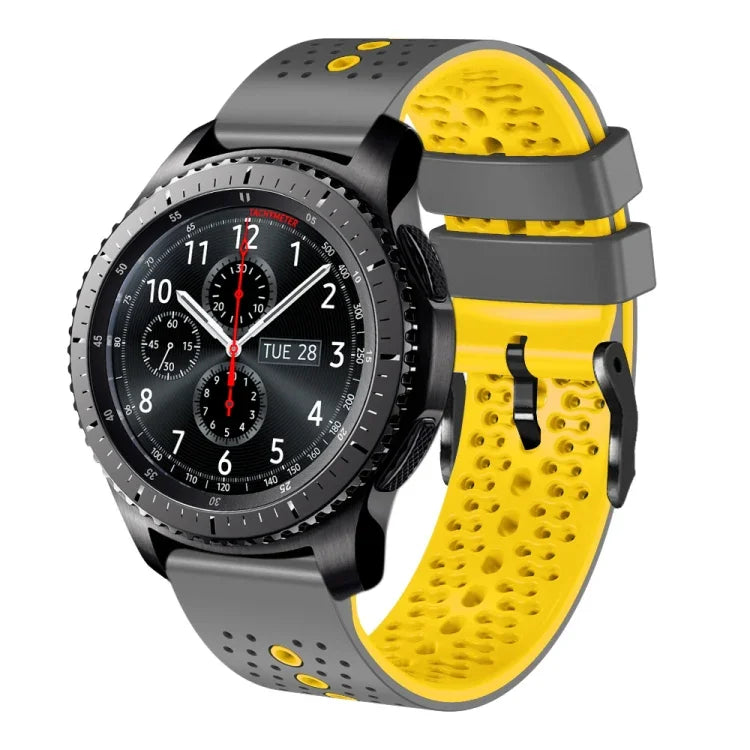22mm Perforated Two-Color Silicone Watch Band, For Samsung Galaxy Watch3 45mm, For Samsung Galaxy Watch 46mm, For Samsung Gear S3 Classic, For Samsung Gear S3 Frontier