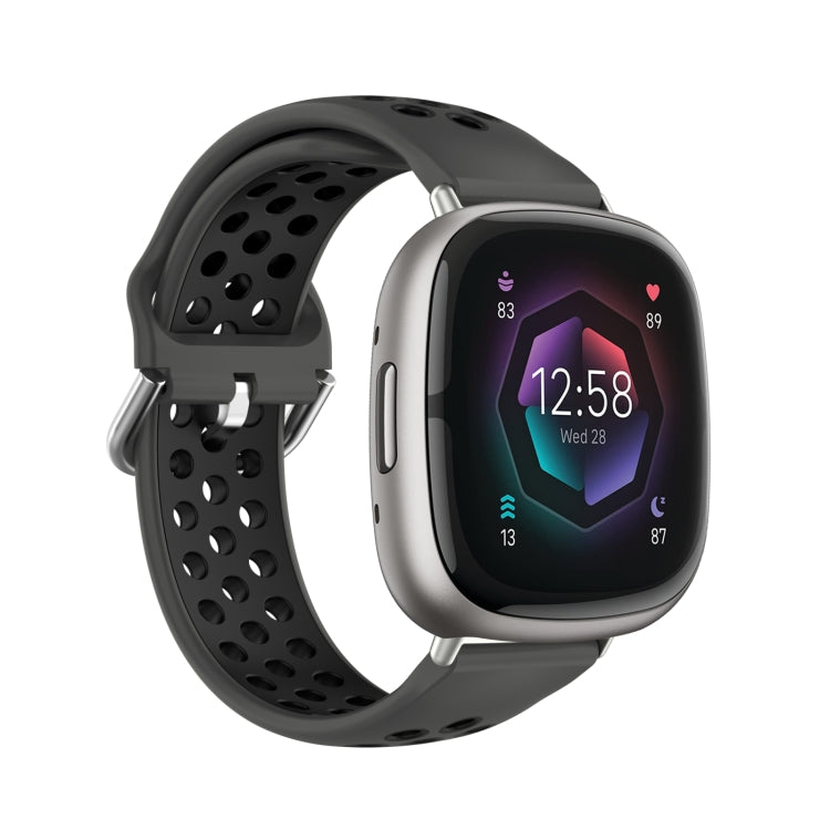 Two-Color Perforated Breathable Silicone Watch Band, For Fitbit Sense