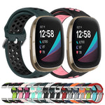 Two-Color Perforated Breathable Silicone Watch Band, For Fitbit Sense