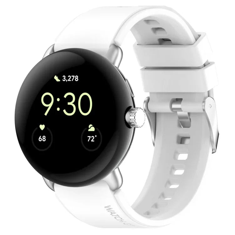 Metal Connector Solid Color Silicone Watch Band, For Google Pixel Watch 4 / 3 / 2 / 1 41mm