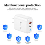 PD04 PD20W + QC18W Mobile Phone Charger with LED Indicator, US Plug, US Plug