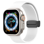 Magnetic Black Buckle Smooth Silicone Watch Band, For Apple Watch Ultra 49mm, For Apple Watch Series 8&7 45mm, For Apple Watch Series 8&7 41mm