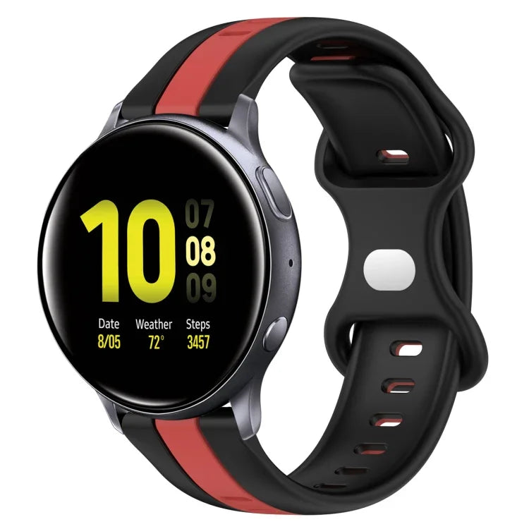20mm Butterfly Buckle Two-Color Silicone Watch Band, For Samsung Galaxy Watch Active 2 44mm, For Samsung Galaxy Watch 42mm