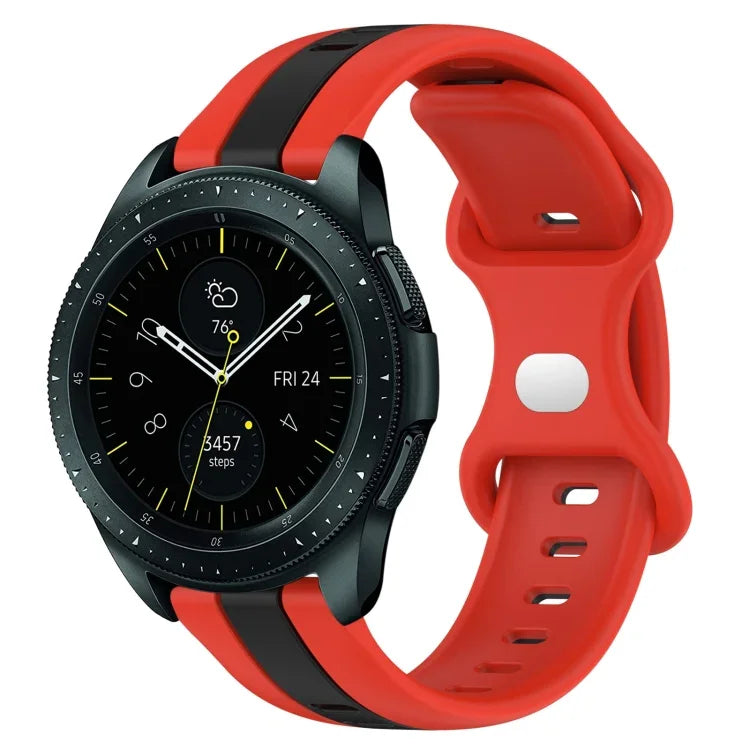 20mm Butterfly Buckle Two-Color Silicone Watch Band, For Samsung Galaxy Watch Active 2 44mm, For Samsung Galaxy Watch 42mm