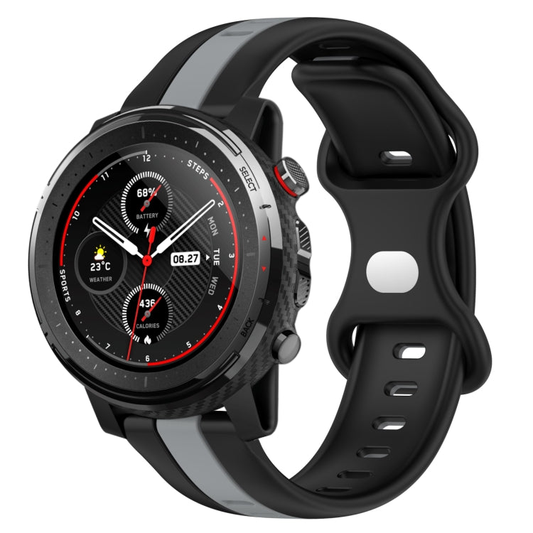 22mm Butterfly Buckle Two-Color Silicone Watch Band, For Amazfit GTR 2, For Amazfit 3, For Amazfit GTR 47mm