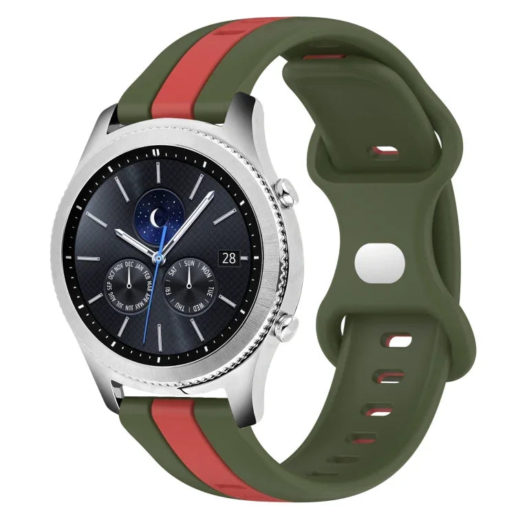 22mm Butterfly Buckle Two-Color Silicone Watch Band, For Samsung Galaxy Watch3 45mm, For Samsung Galaxy Watch 46mm, For Samsung Gear S3 Classic, For Samsung Gear S3 Frontier