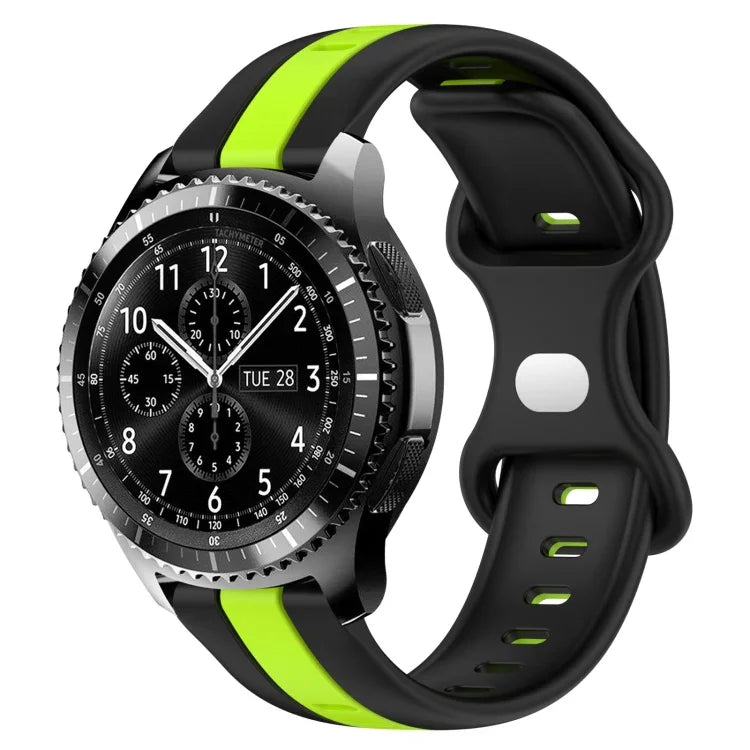 22mm Butterfly Buckle Two-Color Silicone Watch Band, For Samsung Galaxy Watch3 45mm, For Samsung Galaxy Watch 46mm, For Samsung Gear S3 Classic, For Samsung Gear S3 Frontier