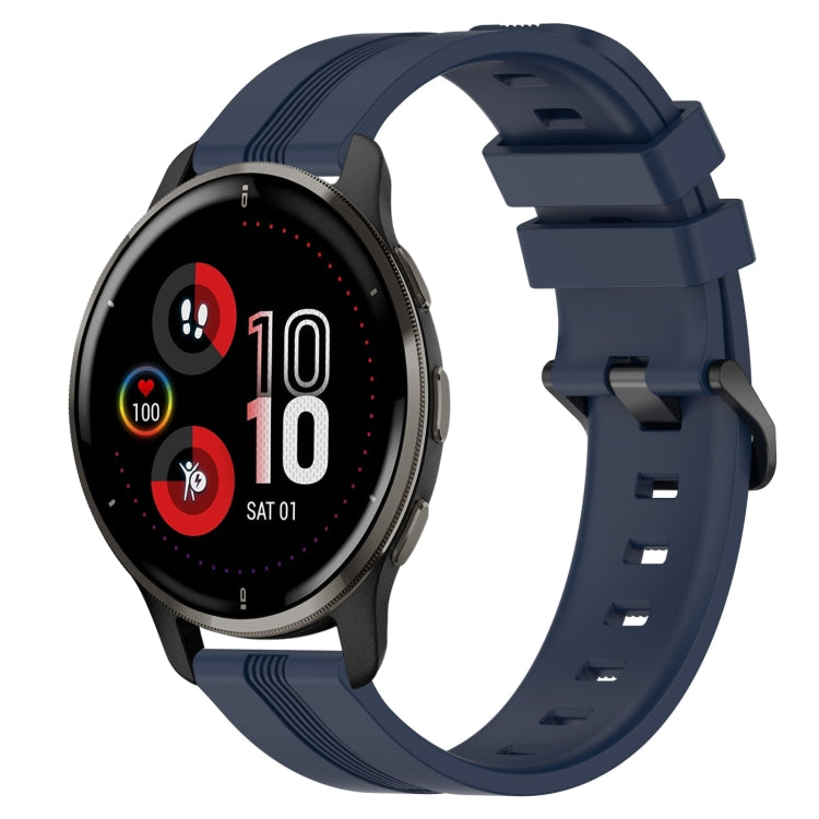 20mm Concave Striped Slicone Watch Band, For Garmin Vivomove Sport, For Garmin Venu 2 Plus, For Garmin Approach S40, For Garmin Forerunner 158