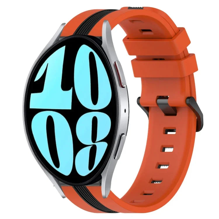 20mm Vertical Two-Color Silicone Watch Band, For Samsung Galaxy Watch 6 40mm, For Samsung Galaxy Watch 6 Classic 43mm