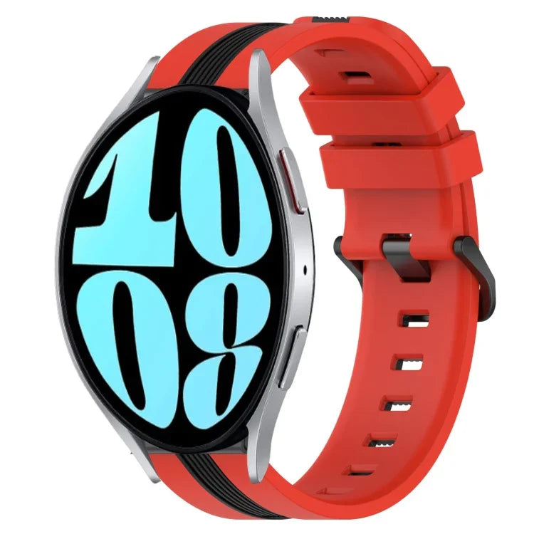20mm Vertical Two-Color Silicone Watch Band, For Samsung Galaxy Watch 6 40mm, For Samsung Galaxy Watch 6 Classic 43mm