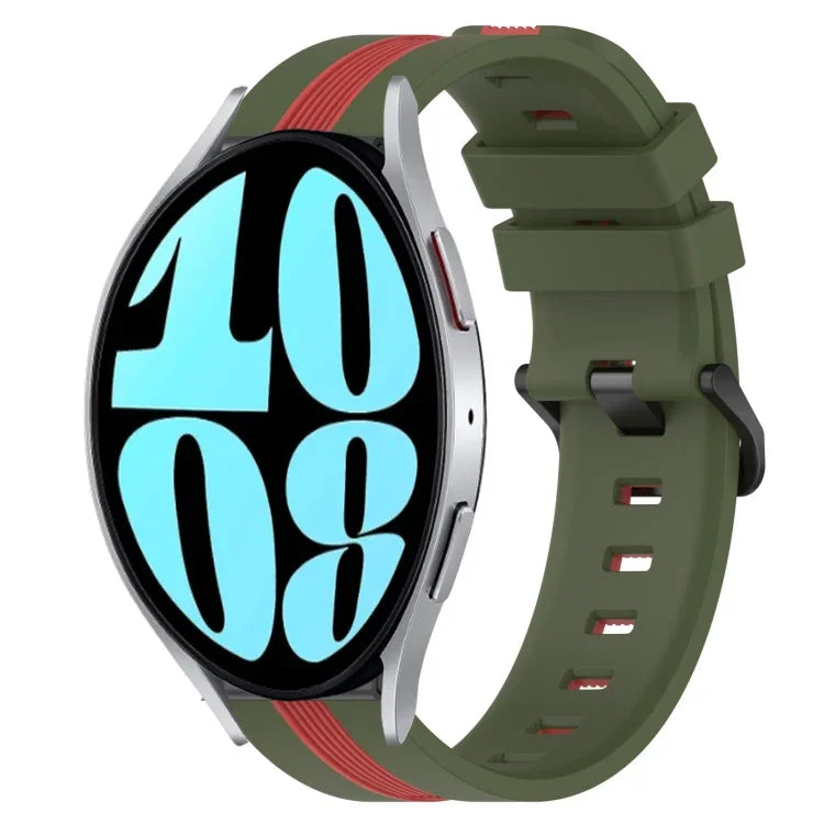 20mm Vertical Two-Color Silicone Watch Band, For Samsung Galaxy Watch 6 40mm, For Samsung Galaxy Watch 6 Classic 43mm