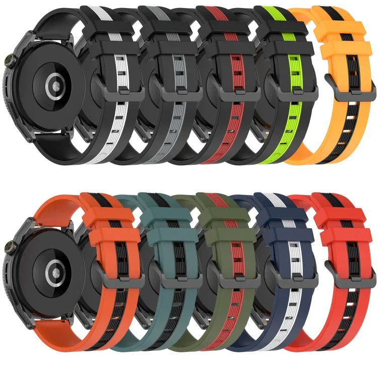 20mm Vertical Two-Color Silicone Watch Band, For Samsung Galaxy Watch 6 40mm, For Samsung Galaxy Watch 6 Classic 43mm