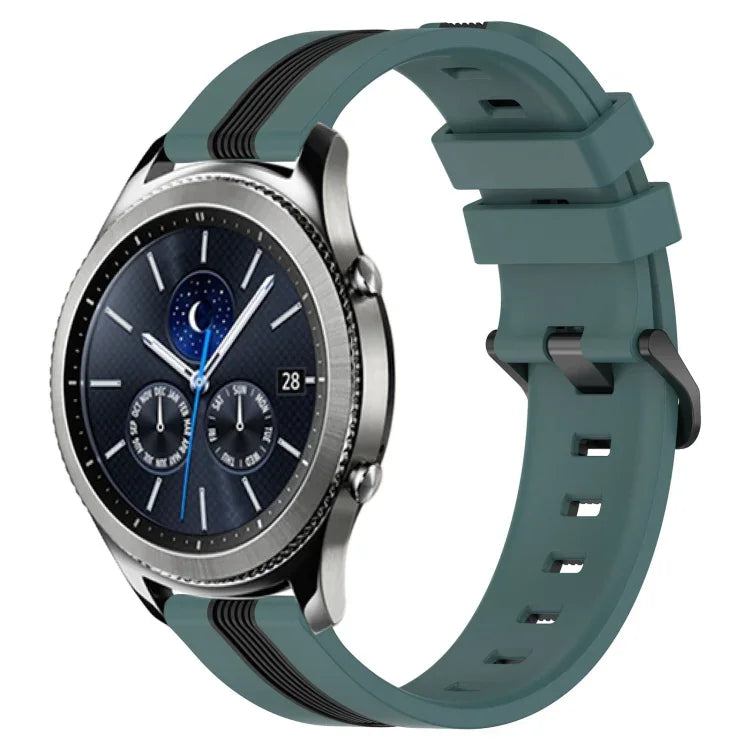 22mm Vertical Two-Color Silicone Watch Band, For Samsung Galaxy Watch3 45mm, For Samsung Galaxy Watch 46mm, For Samsung Gear S3 Classic, For Samsung Gear S3 Frontier