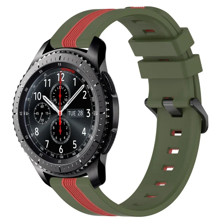 22mm Vertical Two-Color Silicone Watch Band, For Samsung Galaxy Watch3 45mm, For Samsung Galaxy Watch 46mm, For Samsung Gear S3 Classic, For Samsung Gear S3 Frontier