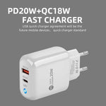 PD04 Type-C + USB Mobile Phone Charger with Type-C to 8 Pin Cable, UK Plug, UK Plug + Type-C to 8 Pin Cable