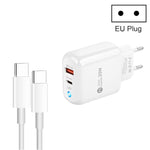PD04 Type-C + USB Mobile Phone Charger with Type-C to Type-C Cable, EU Plug, EU Plug + Type-C to Type-C Cable
