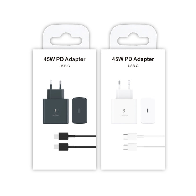 M135 45W USB-C / Type-C Port Fast Charger with 5A Type-C to Type-C Cable, EU Plug, EU Plug + Type-C Cable