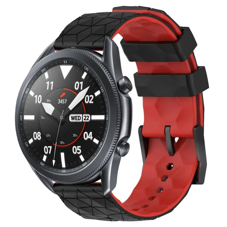 22mm Football Pattern Two-Color Silicone Watch Band, For Samsung Galaxy Watch3 45mm, For Samsung Galaxy Watch 46mm, For Samsung Gear S3 Classic, For Samsung Gear S3 Frontier