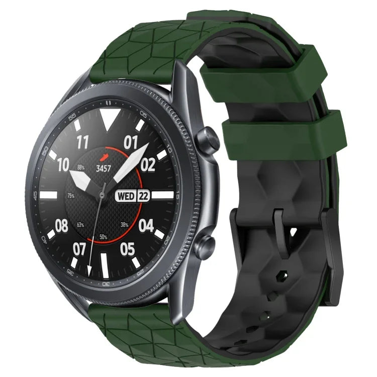 22mm Football Pattern Two-Color Silicone Watch Band, For Samsung Galaxy Watch3 45mm, For Samsung Galaxy Watch 46mm, For Samsung Gear S3 Classic, For Samsung Gear S3 Frontier