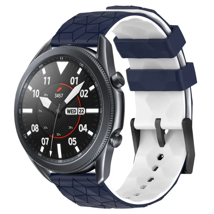 22mm Football Pattern Two-Color Silicone Watch Band, For Samsung Galaxy Watch3 45mm, For Samsung Galaxy Watch 46mm, For Samsung Gear S3 Classic, For Samsung Gear S3 Frontier